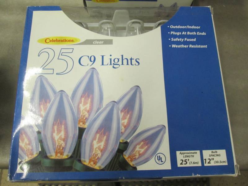3- 25 pk C9 Lights Clear...