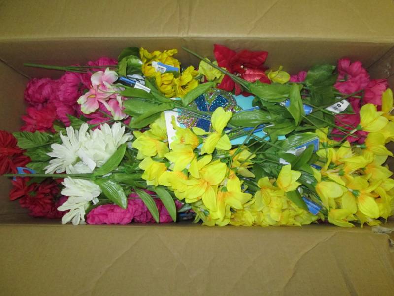 Box of Assorted Artificial Flowers...