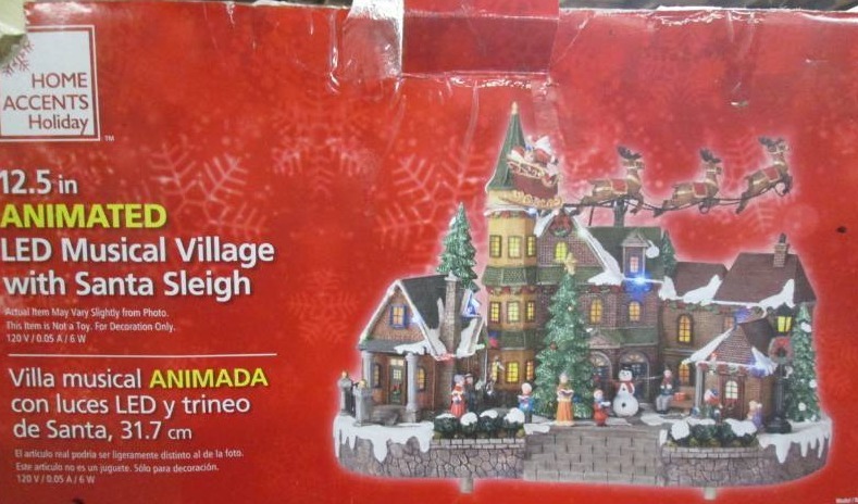 lot 25 image: LED Musical Village With Santa Slei...