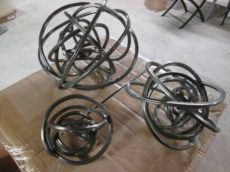 lot 123 image: Haley Orb 3 Piece Sculpture Set 3B...