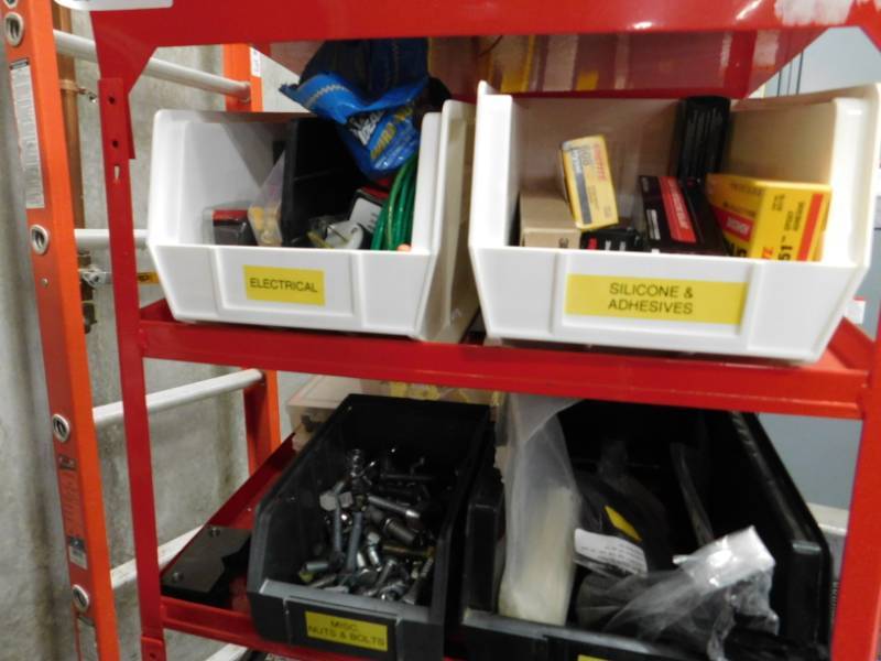 lot 91 image: Storage Shelving Unit with Contents