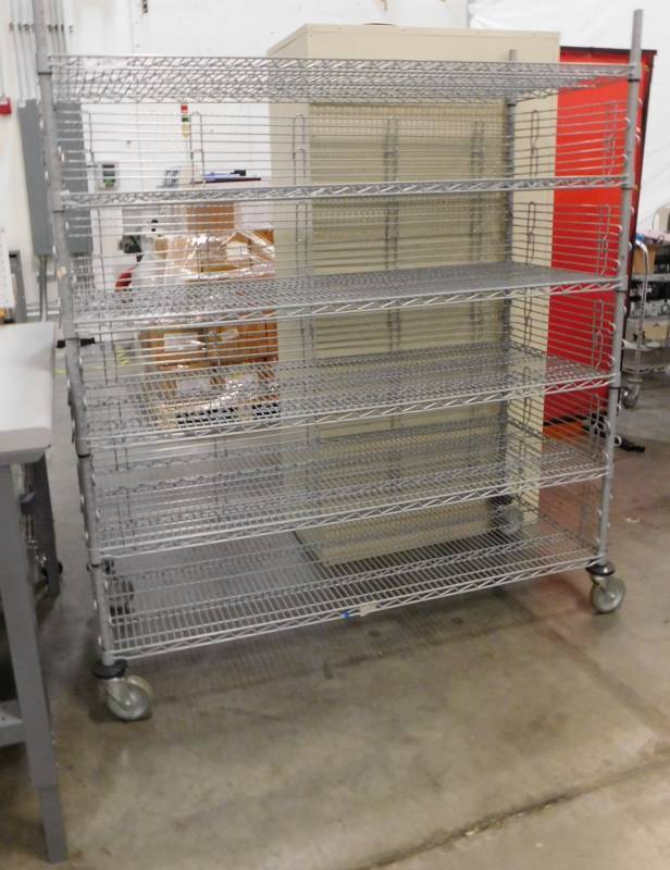lot 213 image: Nexel Rolling Storage Rack - 60(w) x 69(h) x 24(d)