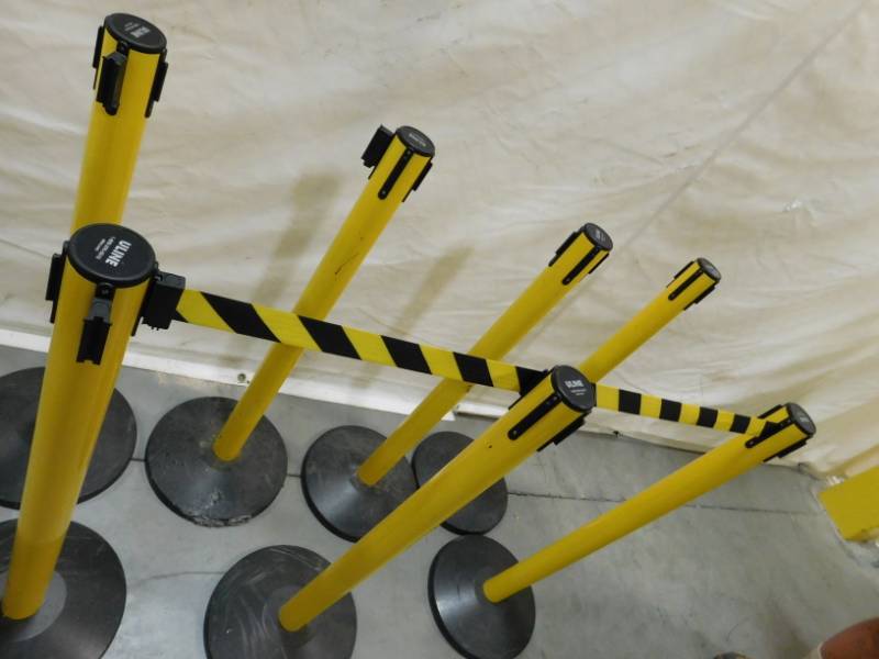 lot 238 image: Uline Crowd Control Barrier Post with Retractable Belt