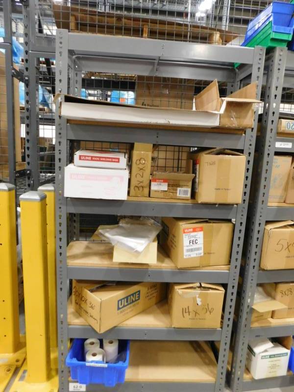 lot 242 image: Two Shelving Units with Packaging Supplies