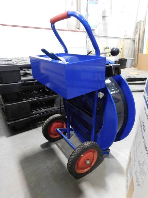 lot 261 image: Plastic Strapping Tool, Cart, & Extra Strapping