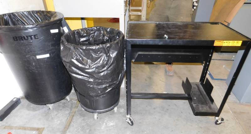 lot 285 image: Two Garbage Bins with Table