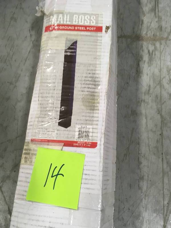 lot 14 image: Mail Boss 43 in. Galvanized Steel In-Ground Mailbox Post in Black