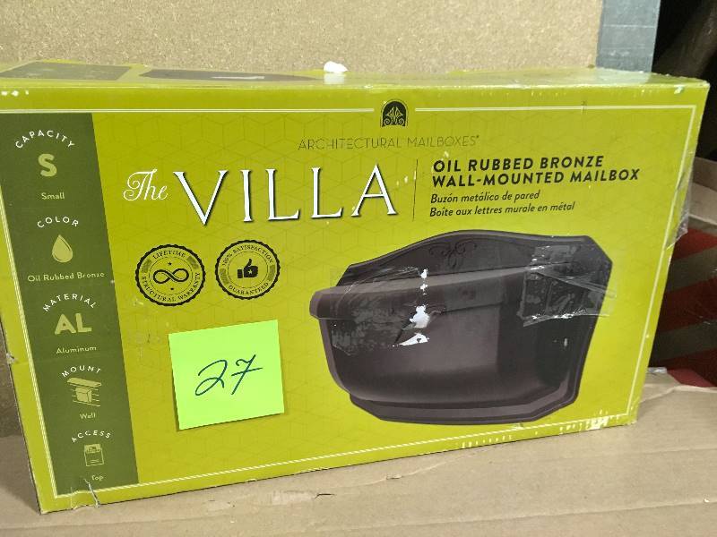 lot 27 image: Architectural Mailboxes Villa Rubbed Bronze Wall Mount Mailbox