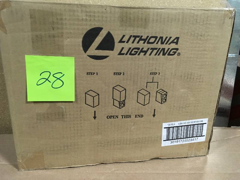 lot 28 image: Lithonia Lighting OneUp Square 4 in. White Integrated LED Recessed Kit