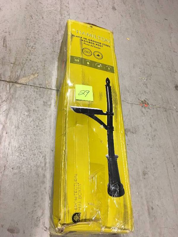 lot 29 image: Architectural Mailboxes Hamilton Black In-Ground Steel Mailbox Post