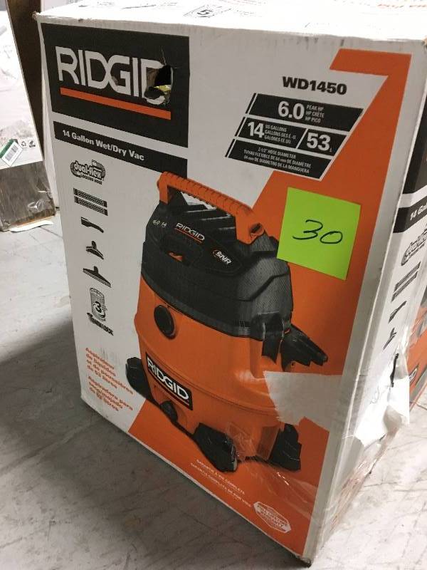 lot 30 image: Ridgid WD1450 14-Gallon 6-Horsepower WetDry Vacuum