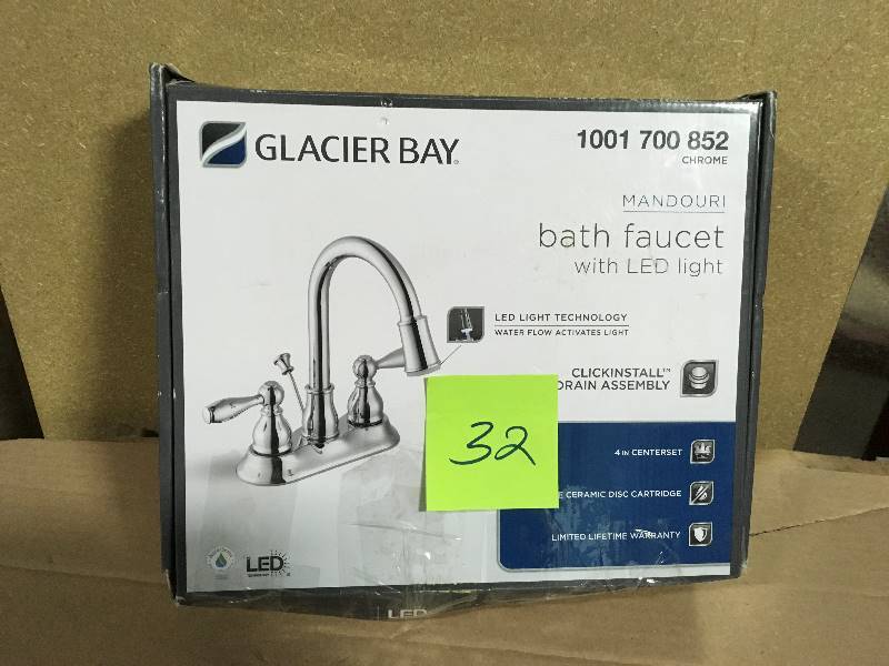 lot 32 image: Mandouri 4 in. Centerset 2-Handle LED High-Arc Bathroom Faucet in Chrome
