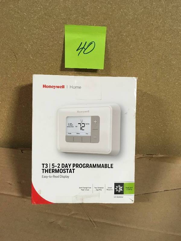 lot 40 image: Honeywell 5-2 Day Programmable 2H2C Thermostat with Backlight
