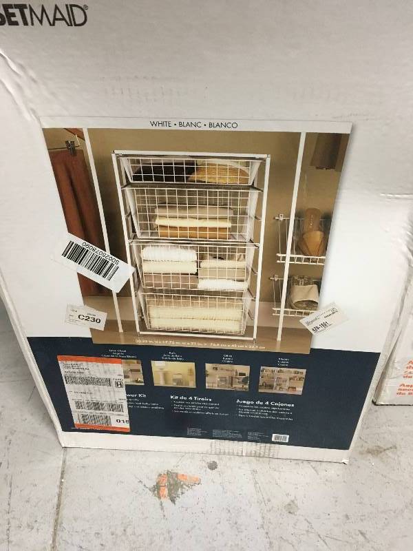 lot 46 image: ClosetMaid Closet Organization 17 in. Drawer Kit with 4 Wire Baskets White 6201