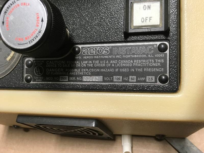 lot 53 image: Aeros 2500 INSTAVAC Aspirator Suction Unit 120v-ac