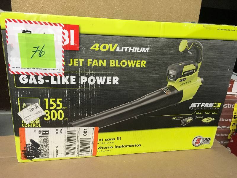 lot 76 image: 155 MPH 300 CFM 40-Volt Lithium-Ion Cordless Jet Fan Blower - 2.6 Ah Battery and Charger Included
