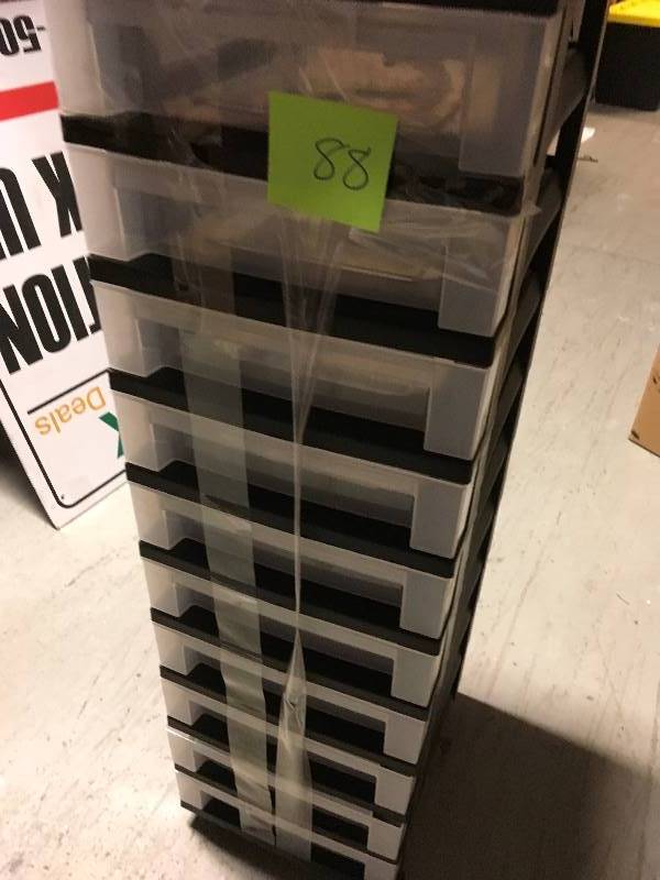 lot 88 image: IRIS 108 Qt.10-Drawer Storage Bin in Black