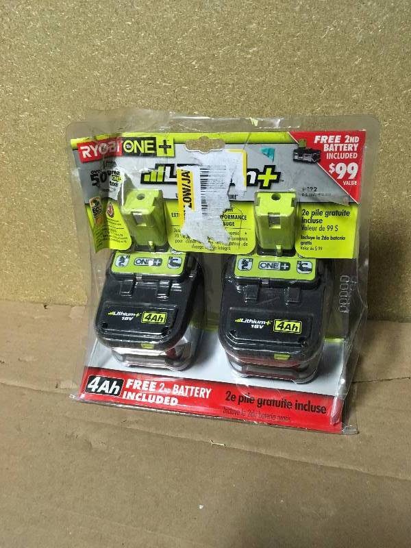 lot 103 image: Ryobi P122 4AH One High Capacity Lithium Ion Batteries Power Tools