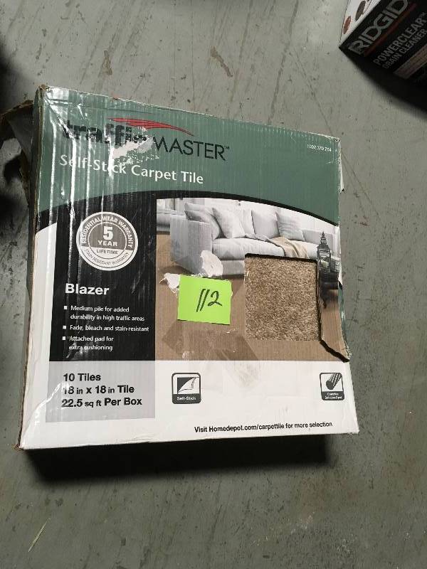 lot 112 image: TrafficMASTER Blazer Candlewood Texture 18 in. x 18 in. Carpet Tile (10 TilesCase)