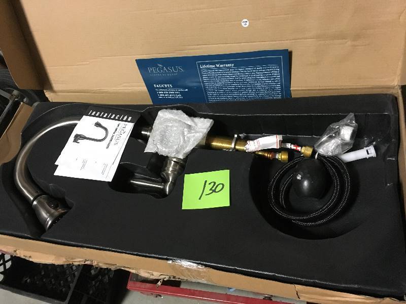 lot 130 image: MISSING HARDWARE Small pieces Pegasus Kitchen Newbury 1-Handle Pull-Down Sprayer Kitchen Faucet