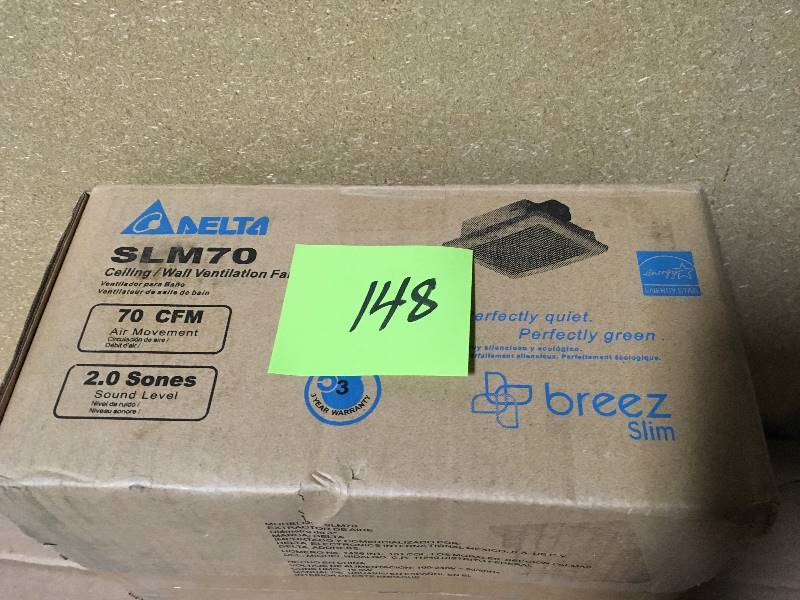 lot 148 image: Delta Breez Slim Series 70 CFM Wall or Ceiling Bathroom Exhaust Fan, ENERGY STAR
