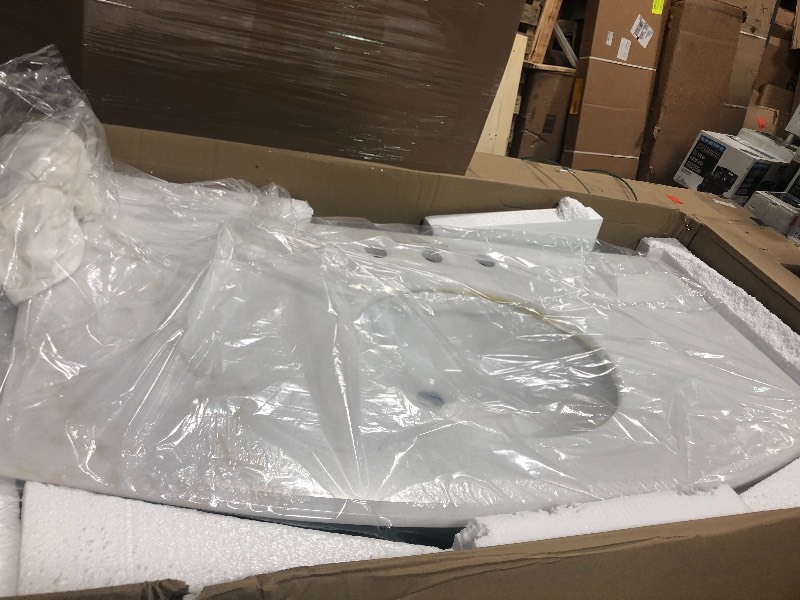 lot 161 image: Home Decorators Collection Hampton Harbor 45 in. W x 22 in. D Bath Vanity in Dove Grey with Natural Marble Vanity Top in White not used