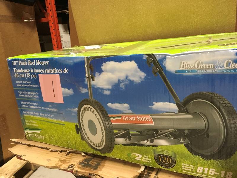 lot 1 image: Great States Corporation 18 in. Manual Walk-Behind Non-Electric Reel Lawn Mower