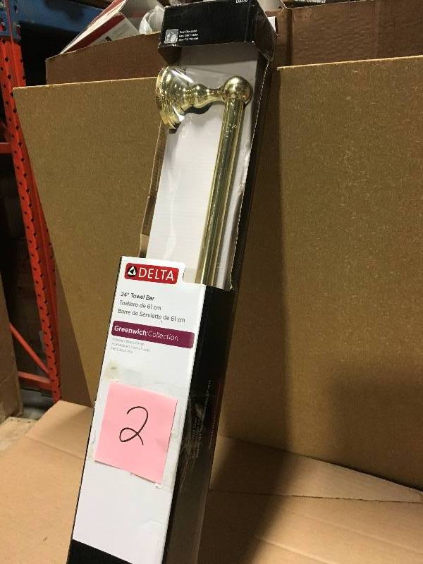 lot 2 image: Delta Towel Holders Greenwich 24 in. Towel Bar in Polished Brass 138270