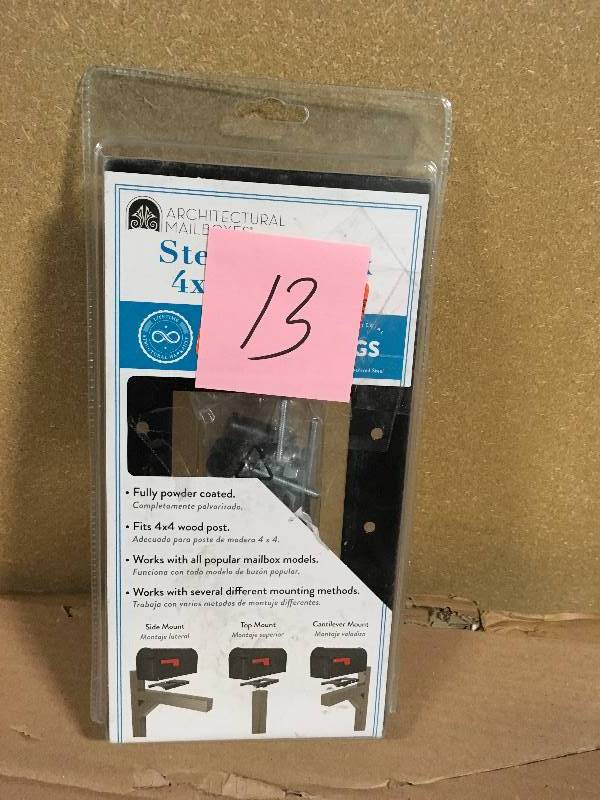 lot 13 image: Architectural Mailboxes 4 in. x 4 in. Post Adapter in Black with 3 Mailbox Mounting Options