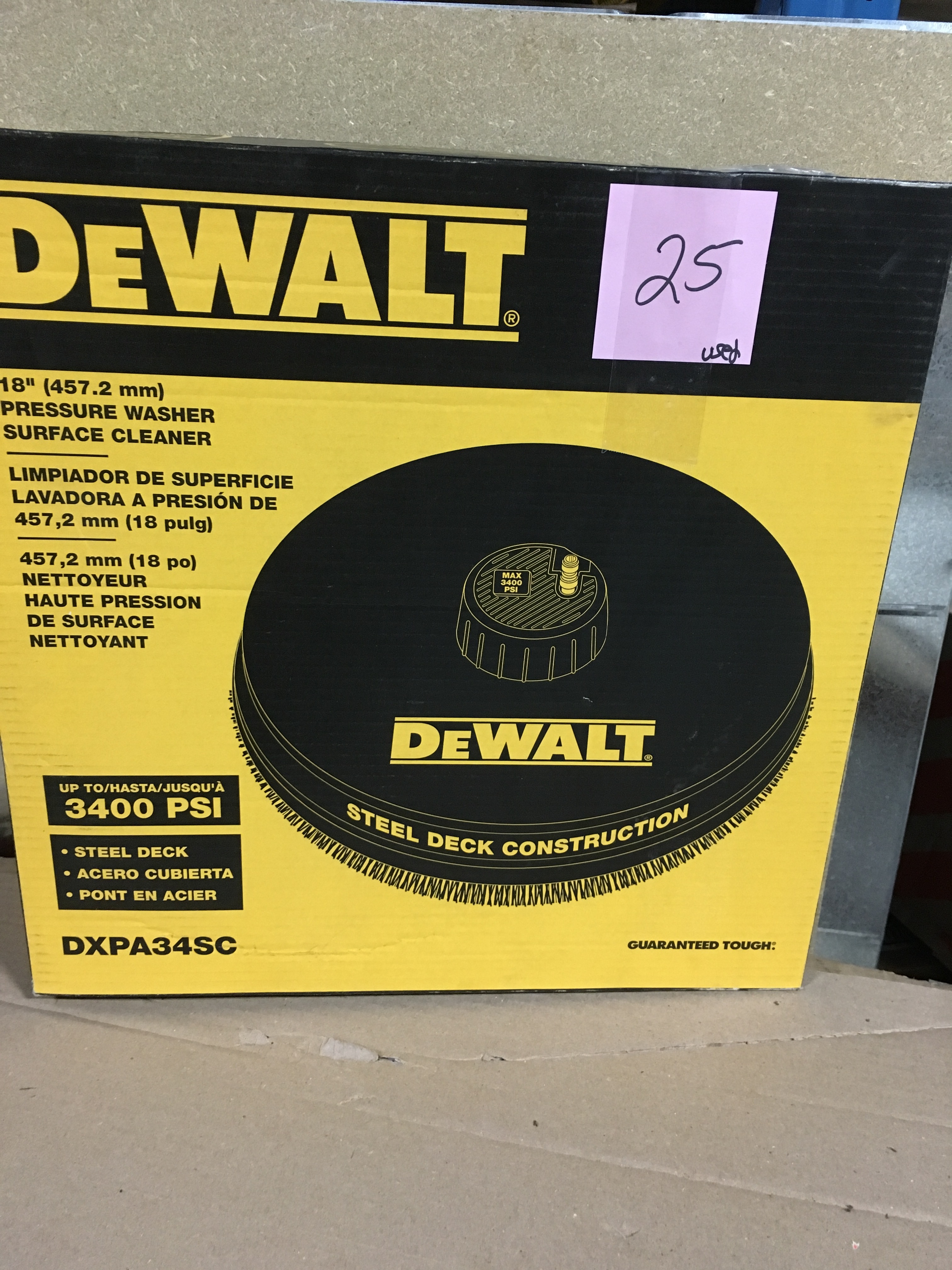 lot 25 image: DEWALT 3,400 PSI Surface Cleaner  USED