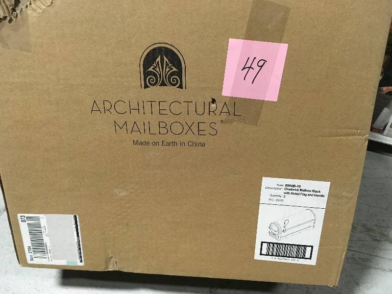 lot 49 image: Architectural Mailboxes Chadwick Nickel Accents Black Post Mount Mailbox