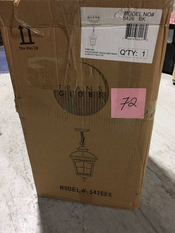 lot 72 image: Bel Air Lighting Bostonian 4-Light Outdoor Hanging Black Lantern with Water Glass