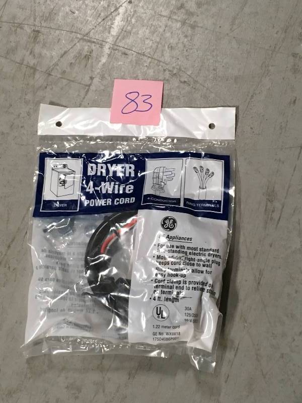lot 83 image: 4 FT. 4-PRONG 30 AMP DRYER CORD
