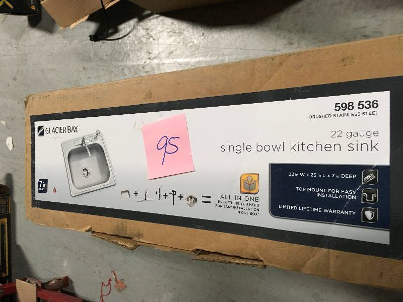 lot 95 image: Glacier Bay All-in-One Drop-In Stainless Steel 25 in. 4-Hole Single Bowl Kitchen Sink