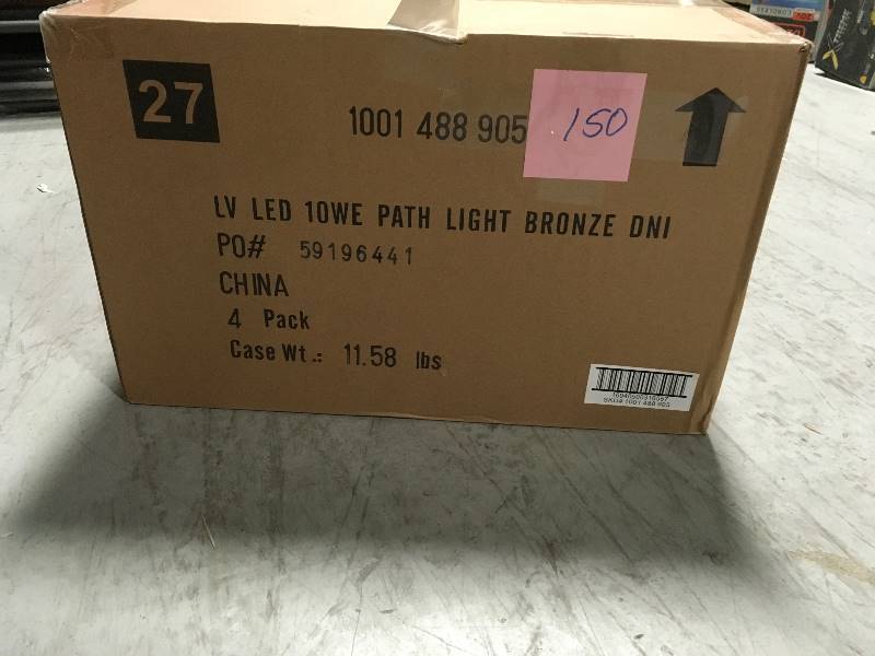 lot 150 image: (4-Pack) Hampton Bay Low-Voltage 10-Watt Equivalent Oil-Rubbed Bronze Outdoor Integrated LED Landscape Path Light with Metal Shade