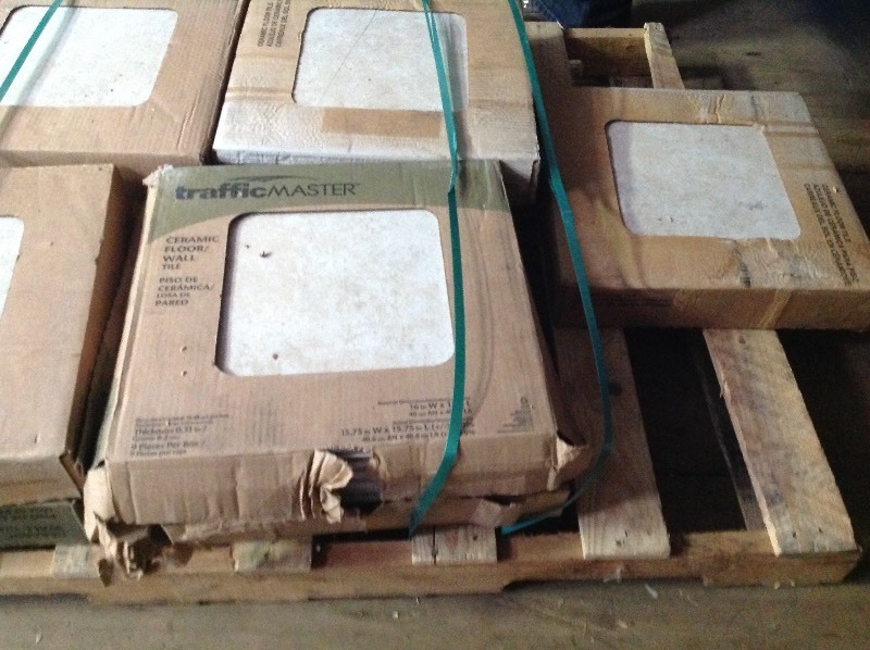 lot 157 image: 9 cases Traffic Master Provo Beige 16 in. x 16 in. Ceramic Floor And Wall Tile (15.48 sq. ft.  case) not used