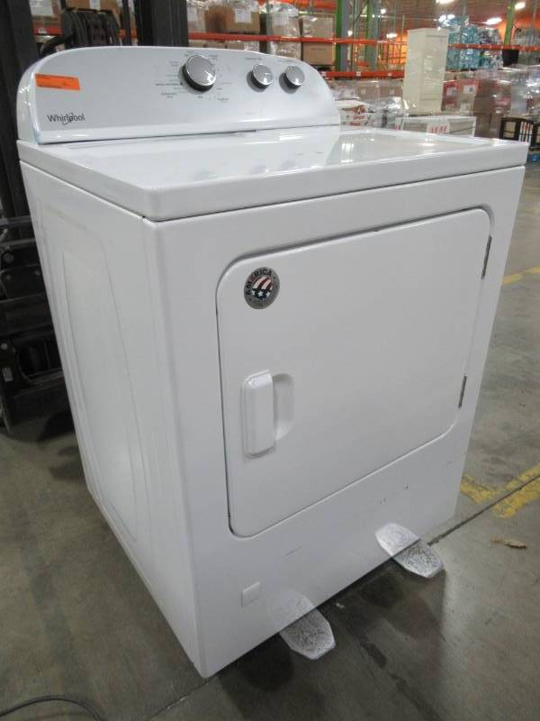 lot 8 image: Whirlpool 7-cu ft Gas Dryer (White) WGD4815EW - Some small dings, Loose Control panel RH side. but in nice working condition.