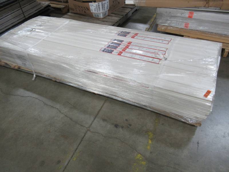 lot 174 image: EverTrue 2 58 -in x 8-ft Primed Wall Chair and Base Moulding - Over 100 Kits, Whole Pallet.