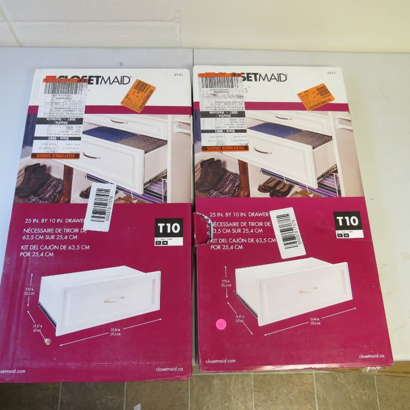 lot 25 image: 2 Count - ClosetMaid - Selectives 23.5-in x 10-in Decorative Wood Drawer in White