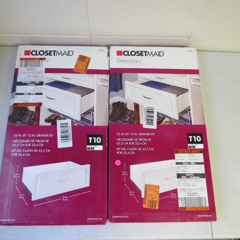 lot 26 image: 2 Count - ClosetMaid - Selectives 23.5-in x 10-in Decorative Wood Drawer in White