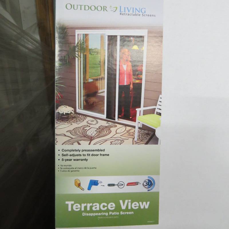 lot 2 image: Larson - Terrace View Disappearing Patio Screen - in White Aluminum