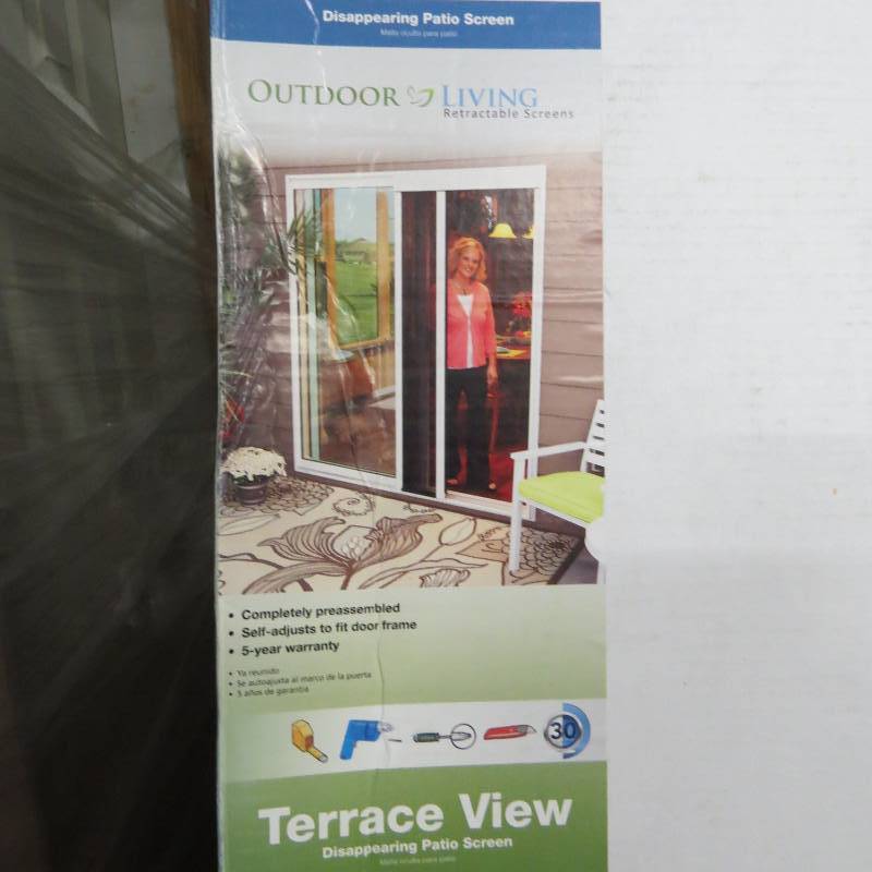 lot 3 image: Larson - Terrace View Disappearing Patio Screen - in White Aluminum