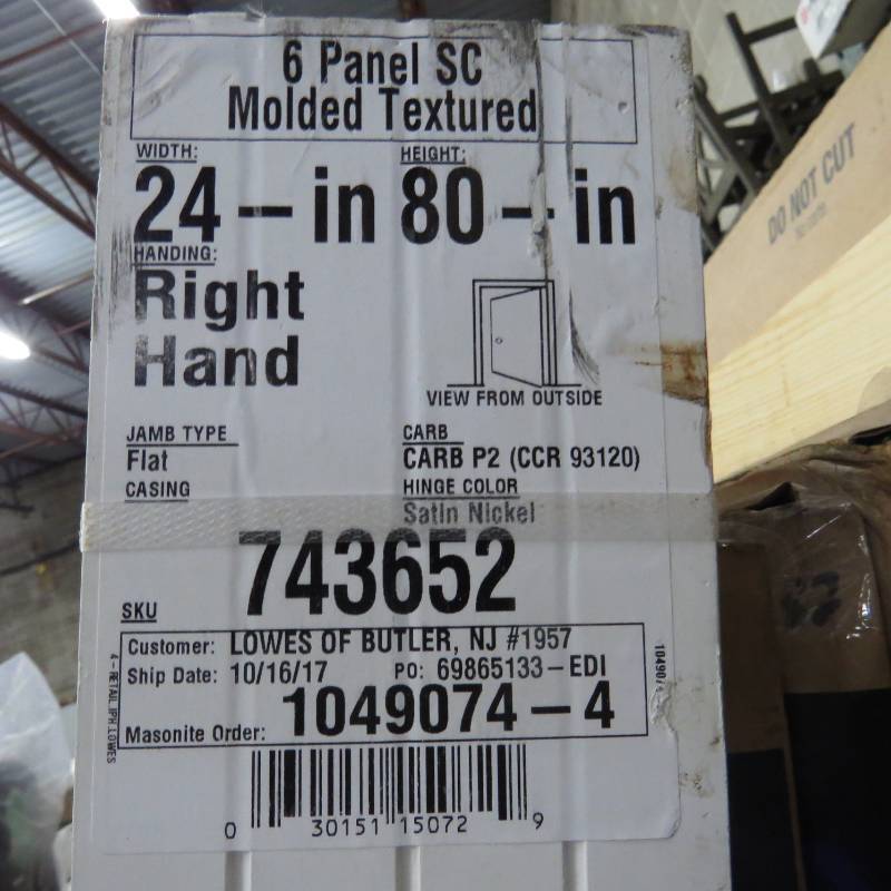 lot 33 image: Masonite Traditional (Primed) 6-Panel Solid Core Composite Pre-Hung Door