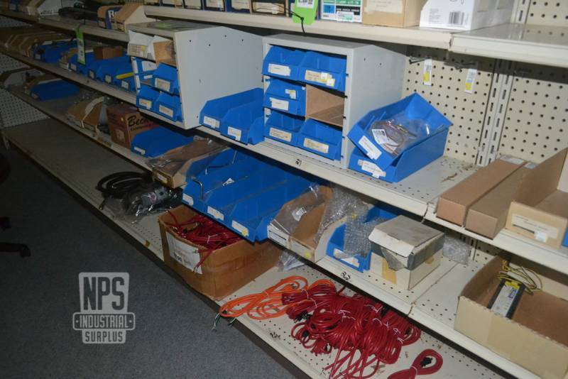 lot 65 image: Contents of Shelf 21,22,23  - Part bins  Organizers, Replacement Power Cords and More