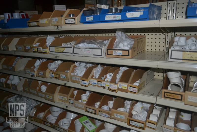 lot 76 image: Contents of Shelf 36,37,38,39  - SCH 40 and SCH 80 PVC Pipe Fittings