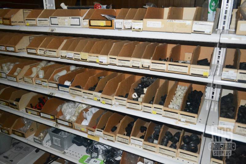 lot 83 image: Contents of Shelf 66,67,68,69 - Hose Barb and Pipe Fitting Inventory