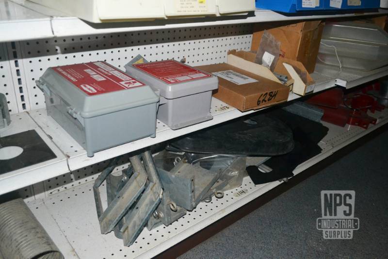 lot 99 image: Contents of Shelf 113,114  - Assorted Ag Parts, Enclosures and Flex Auger Parts