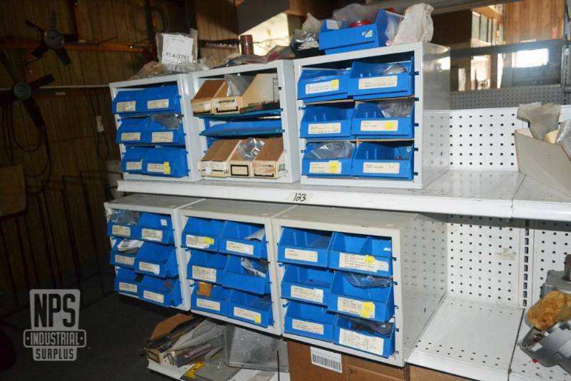 lot 104 image: Contents of Shelf 123,124  - Parts Bins, Repair Parts and Limit Switches