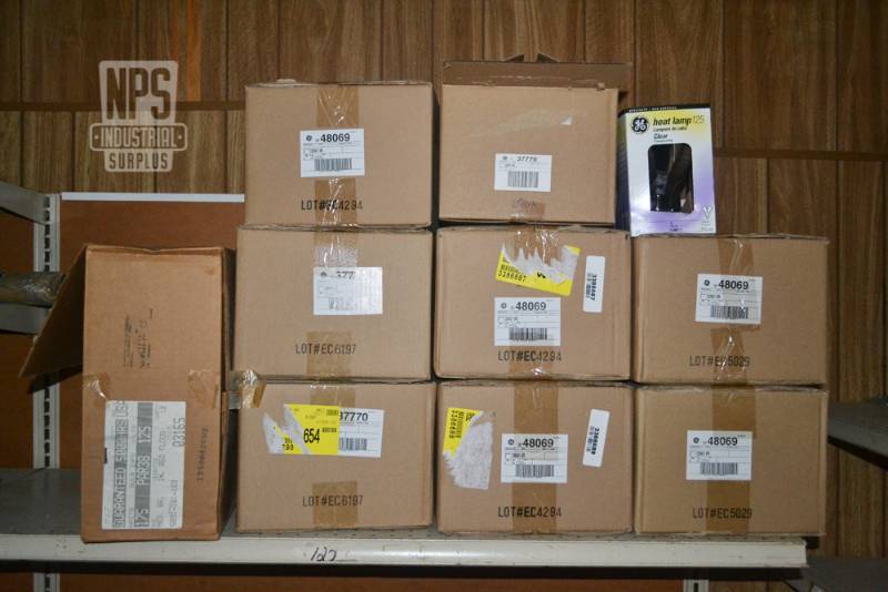 lot 109 image: Contents of Shelf 127  - New Cases of Assorted Bulbs Halide and Flood