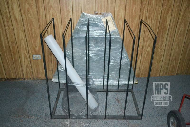lot 125 image: 36 x 36 x 20 Metal Rack with Assorted Ag parts